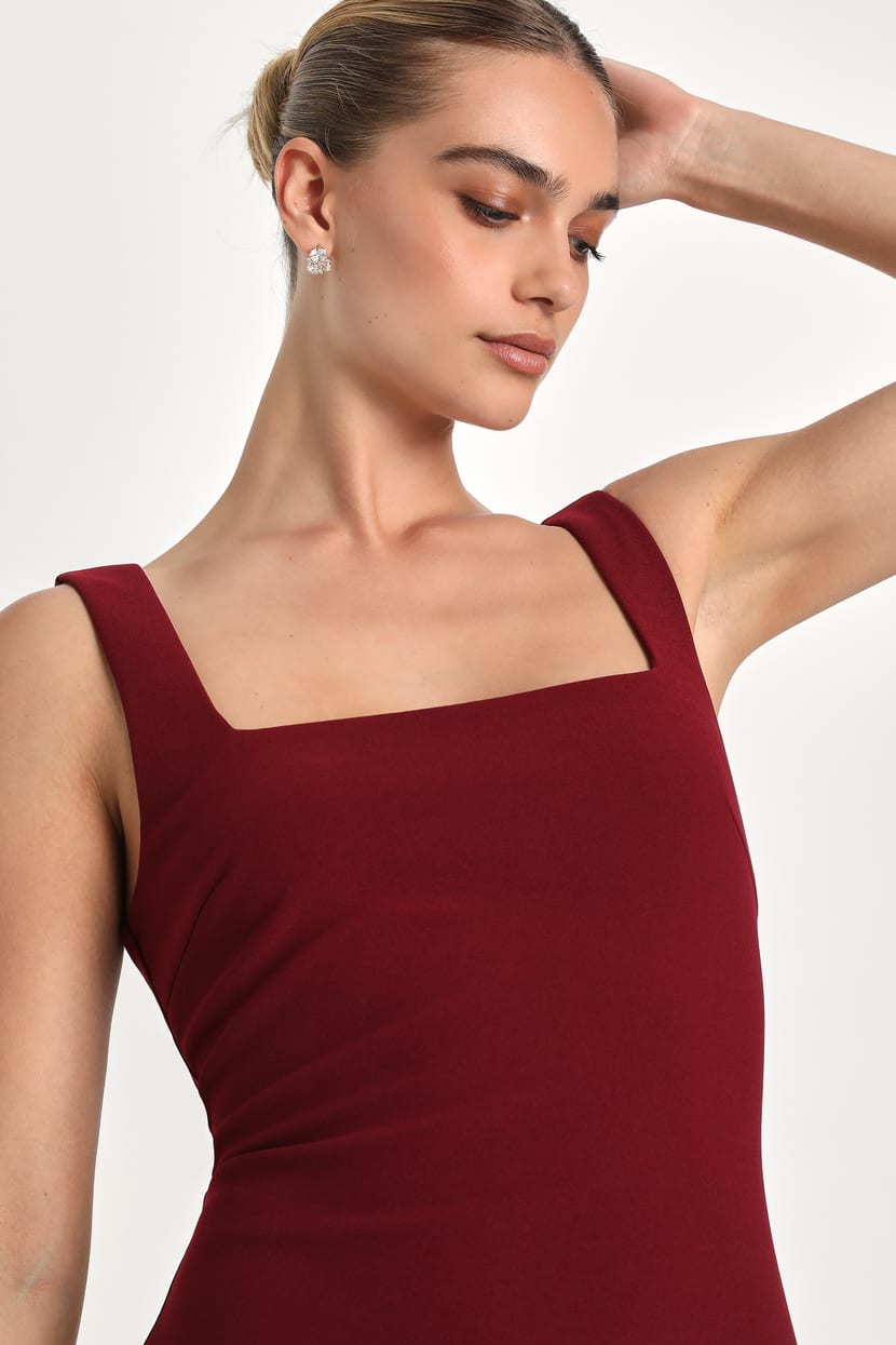 burgundy feather trim dress THEO MAXI DRESS