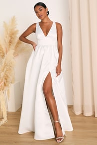 Blissfully Beloved Ivory Backless A-Line Bow Maxi Dress
