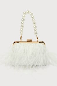 Loveliest Addition Ivory Satin Feather Clutch