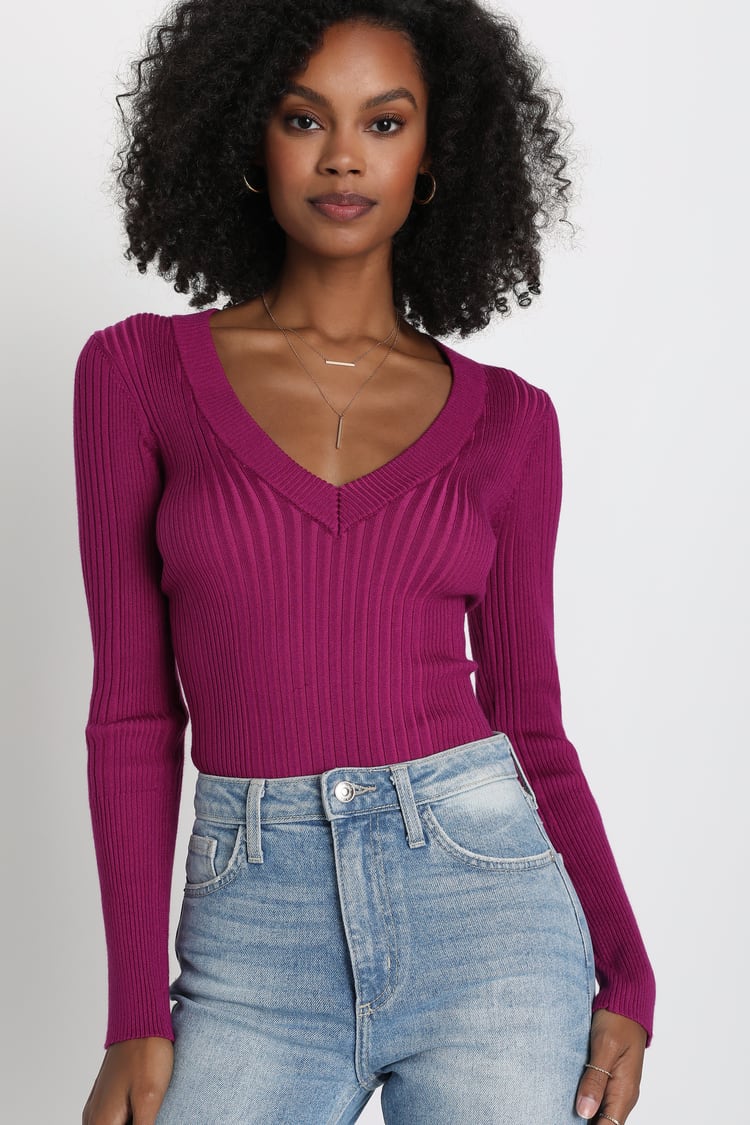 purple v neck top