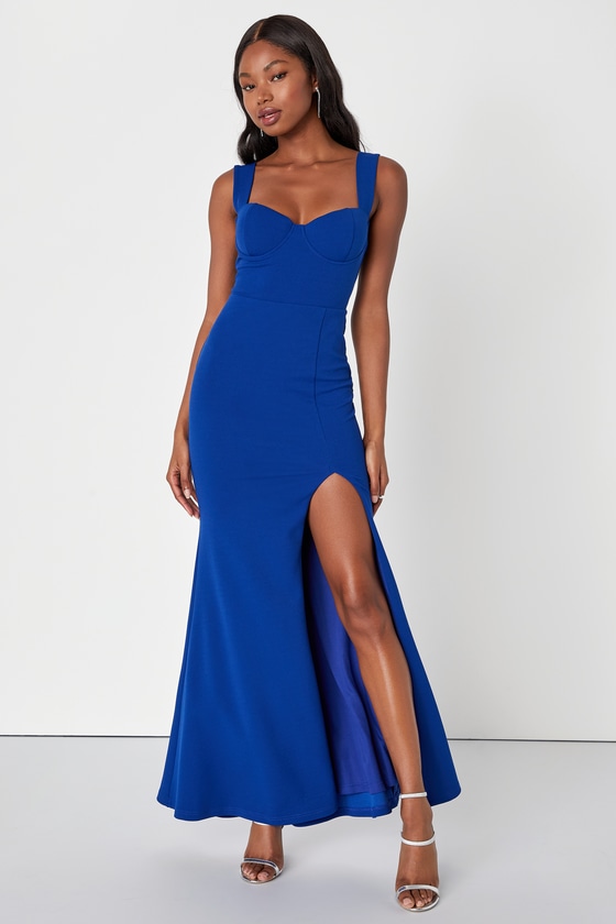 Sexy Royal Blue Dress - Bustier Maxi Dress - Backless Maxi Dress - Lulus