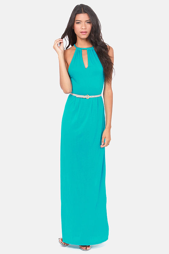 Sexy Turquoise Dress - Maxi Dress - Halter Dress - Cutout Dress - $71. ...