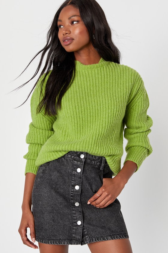 Washed Black Denim Skirt ButtonFront Denim Skirt Mini Skirt Lulus