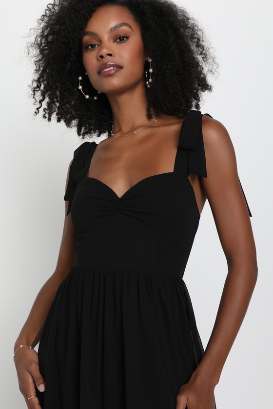 Black chiffon cocktail dress hot sale