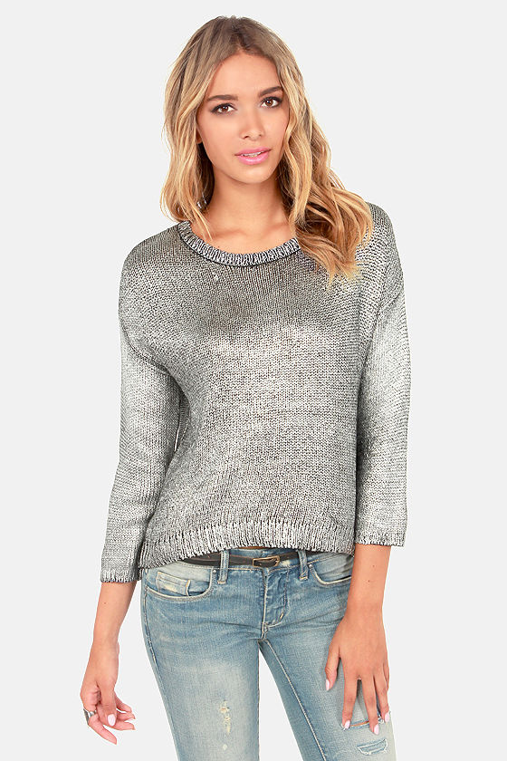 BB Dakota Chey Sweater - Metallic Sweater - Butterfly Back Sweater ...