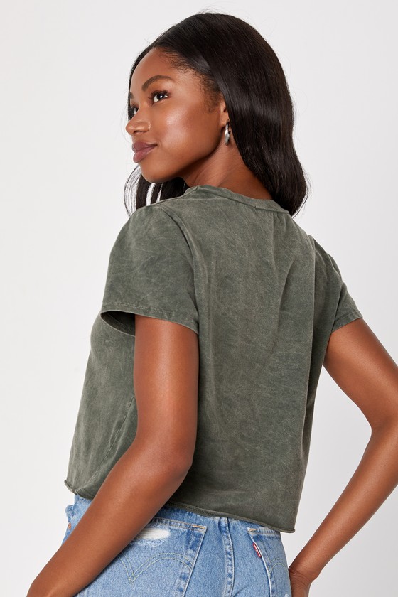 Nashville Wild West Washed Grey Cropped Graphic Tee