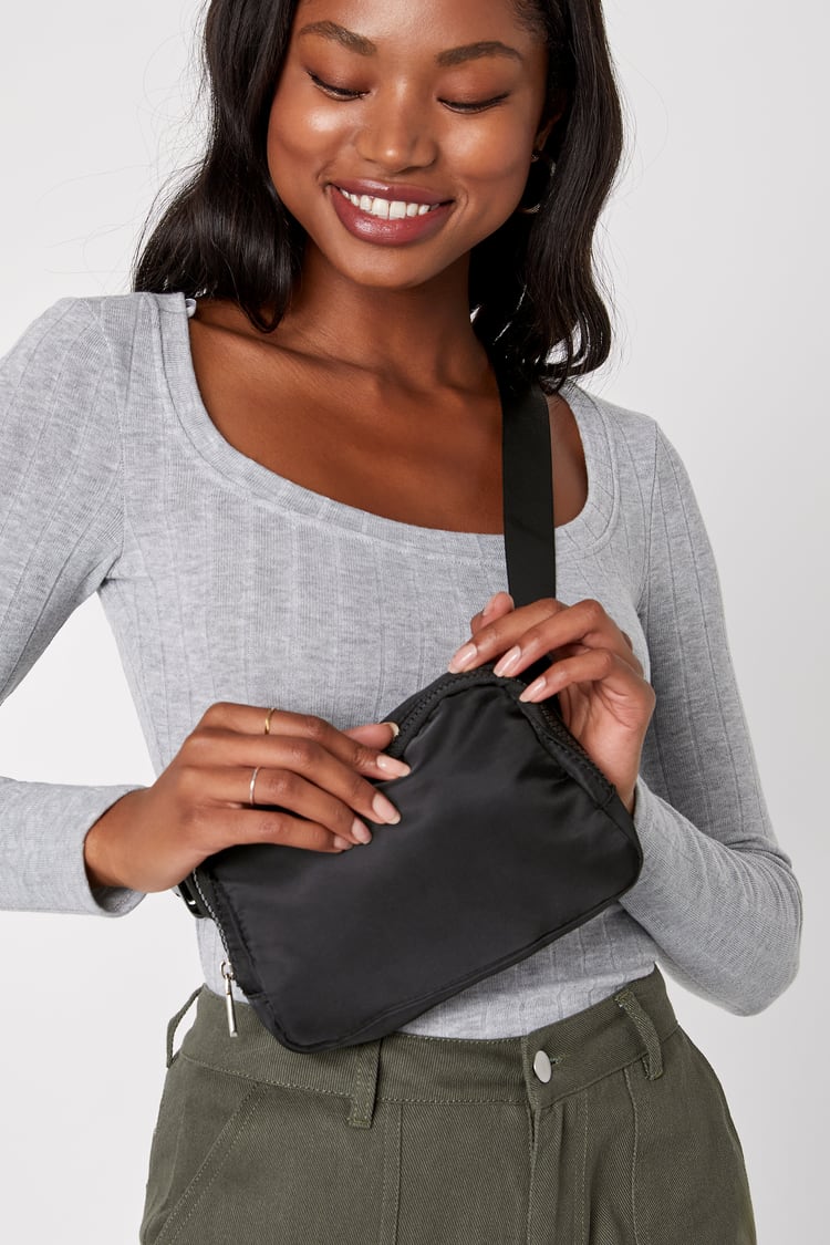 NYLON CROSSBODY BAG - Black