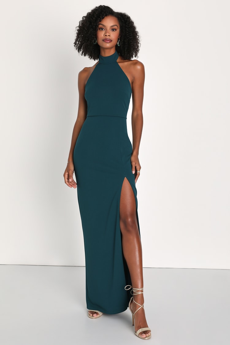 slim fit dress slacks Paneros Clothing Women's Halter GIA Dress - Green main image 1