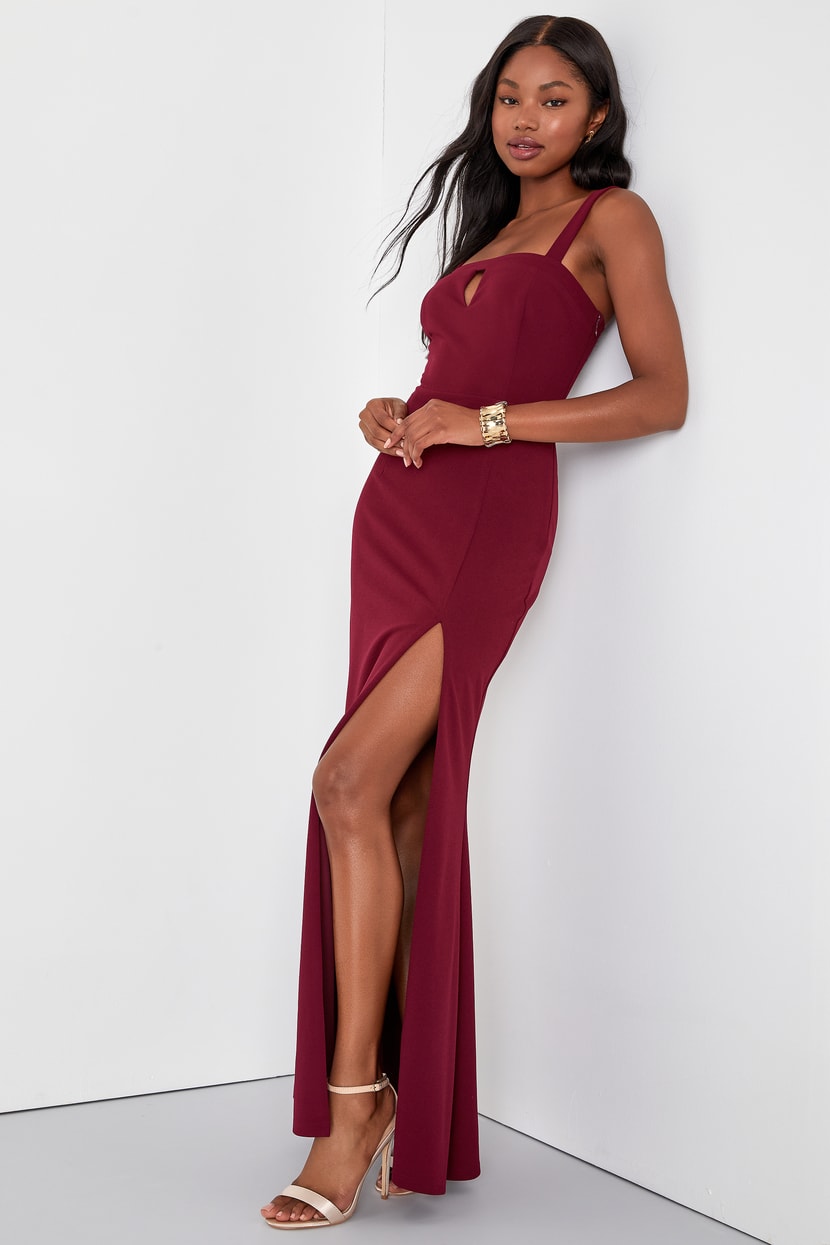 Cutout Maxi Dress - Burgundy Dress - Burgundy Bridesmaids Dress