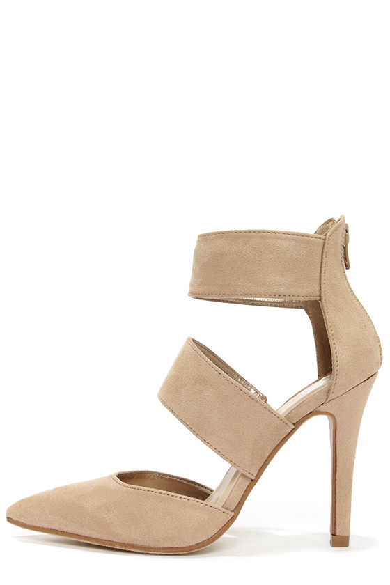 Cute Beige Heels - Pointed Heels - Ankle Strap Heels - $27.00 - Lulus