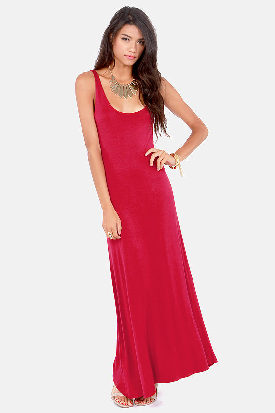 Lucy Love Racer Back Red Maxi Dress