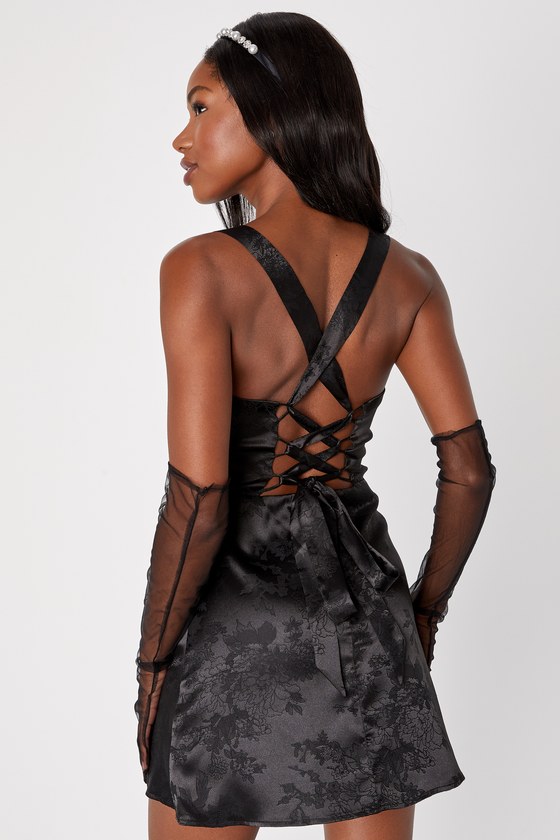 Black lace up deals mini dress