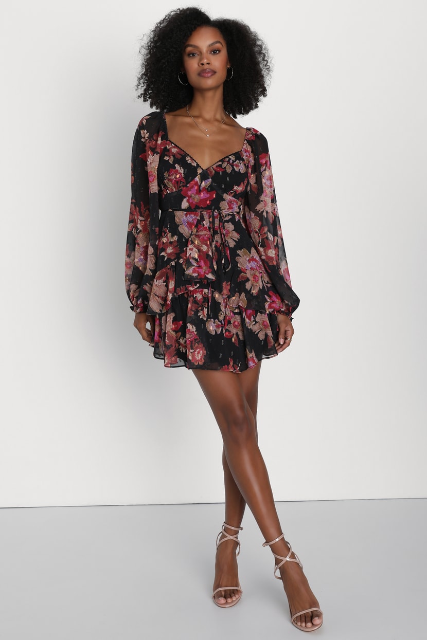 blue dress for baby girl Women's Endless Rose Floral Mini Dress in Black main image 0