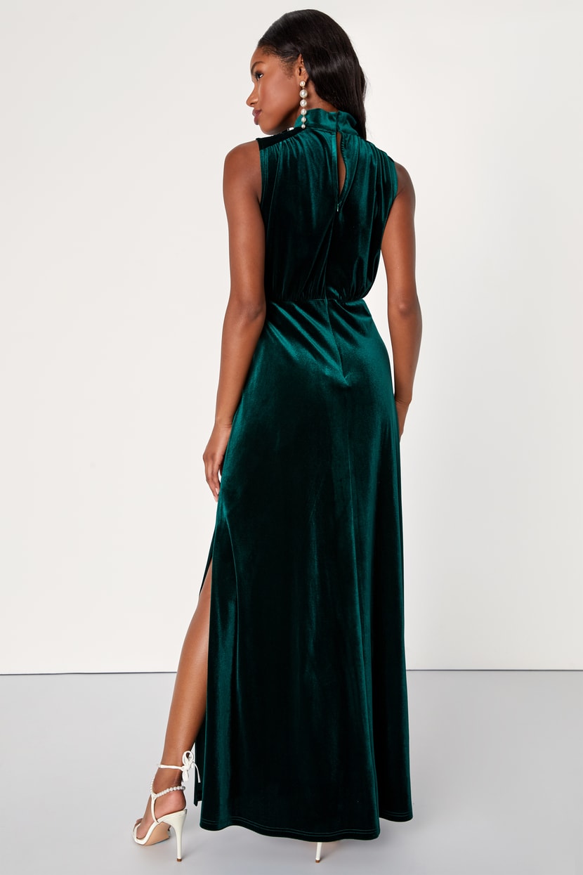 Emerald Green Maxi Dress - Velvet Print Dress - Backless Dress - Lulus