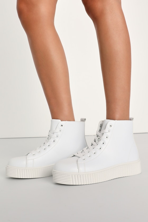 plain white high top sneakers