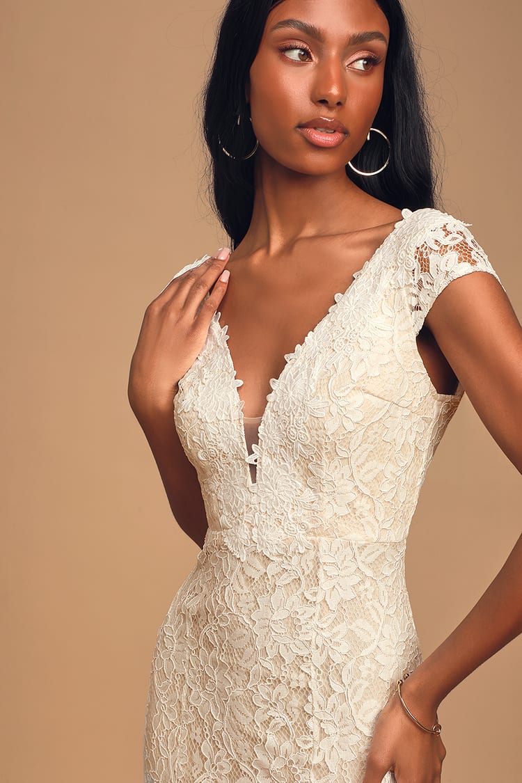 Icing on the Cake White Lace Short Sleeve Maxi Dress