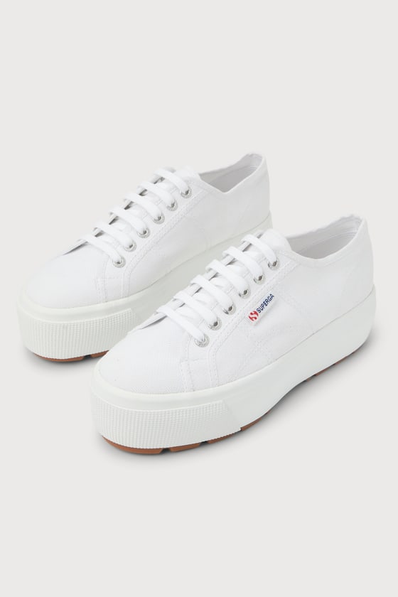 Superga 2790 Tank White Canvas Platform Sneakers