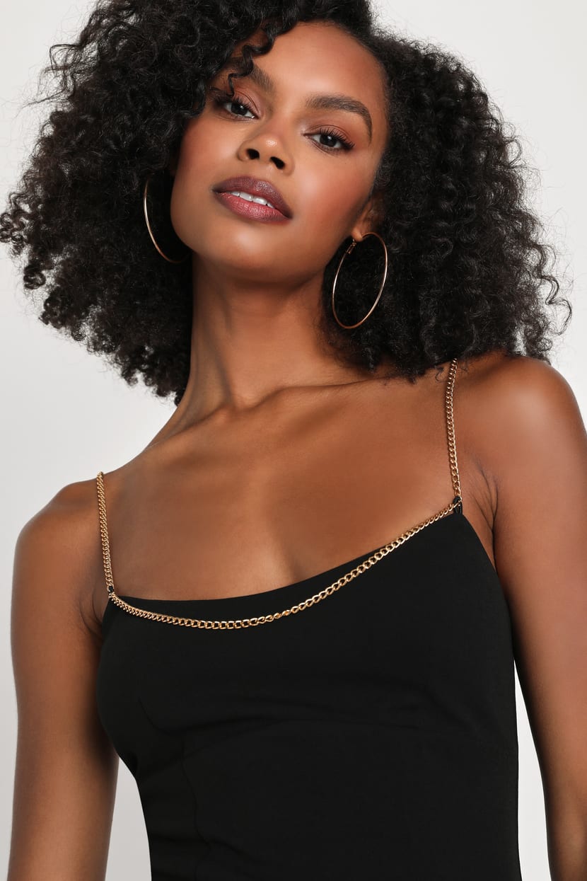 Sexy Black Dress - Chain Detail Dress - Bodycon Mini Dress - Lulus