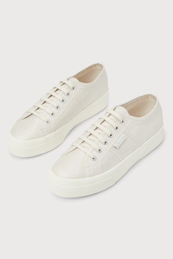 Superga 2740 Pearl - Canvas Sneakers - Platform Lace-Up Sneakers - Lulus