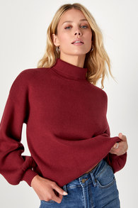 Total Comfort Wine Red Turtleneck Pullover Sweater