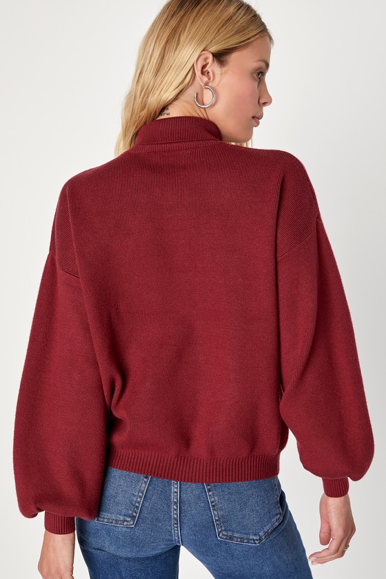 Wine Red Turtleneck Sweater Pullover Sweater Turtleneck Lulus