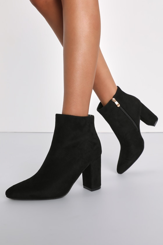 Cheap black heeled ankle boots sale