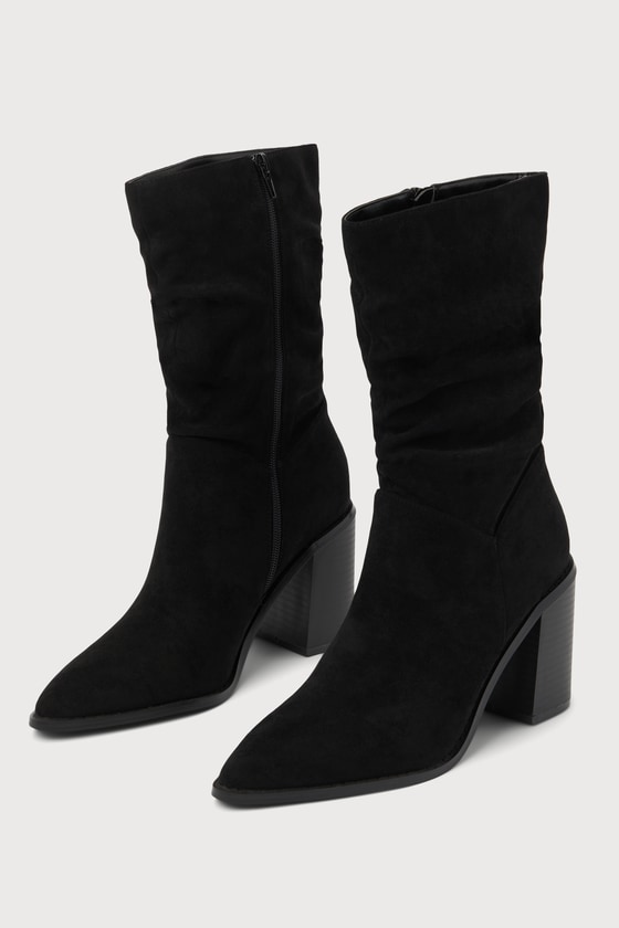Black Suede Boots Black MidCalf Boots Slouchy MidCalf Boots Lulus
