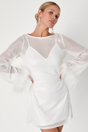 White Sequin Mini Dress - Mesh Mini Dress - Bell Sleeve Dress - Lulus White Sequin Mini Dress - Mesh Mini Dress - Bell Sleeve Dress - Lulus