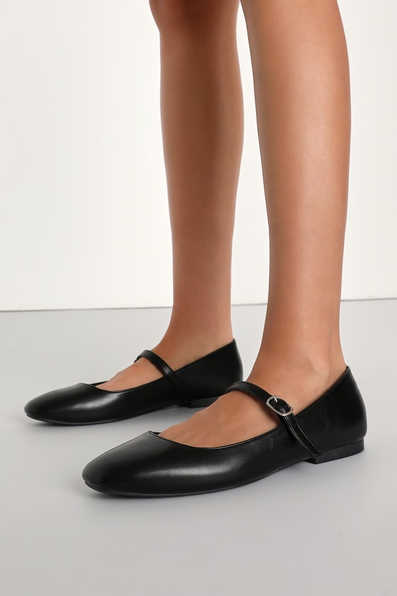 Black Ballets Flats Flat Mary Janes Faux Leather Ballet Flats Lulus