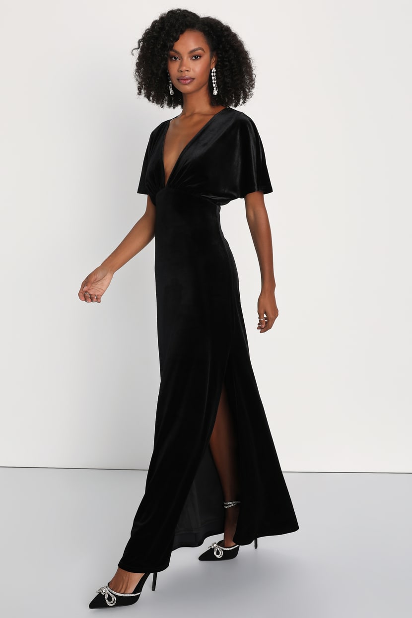 lulus black velvet dress SEB GOWN| RICK OWENS