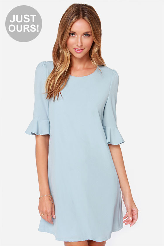 Light Blue Dress Shift Dress Short Sleeve Dress 43.00 Lulus