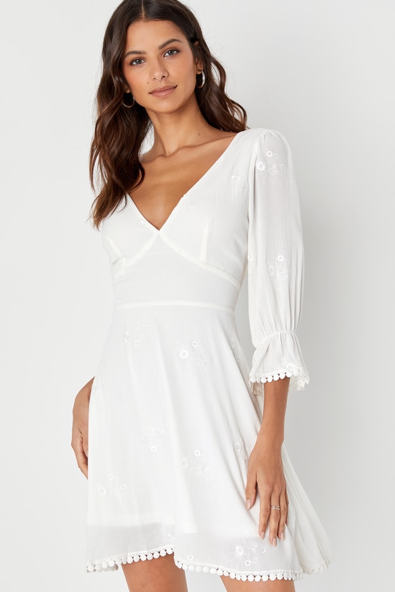 In the Meadow White Embroidered Backless Mini Dress 9