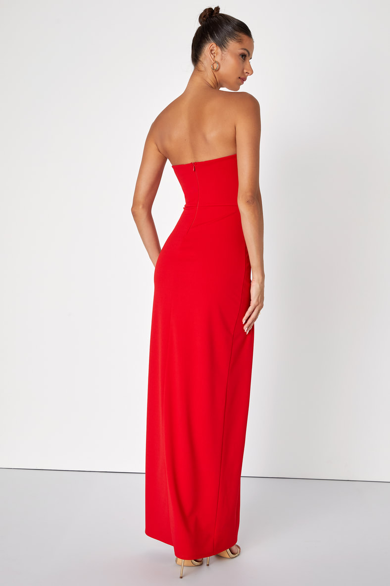 Dedicated to Glamour Red Strapless Maxi Dress