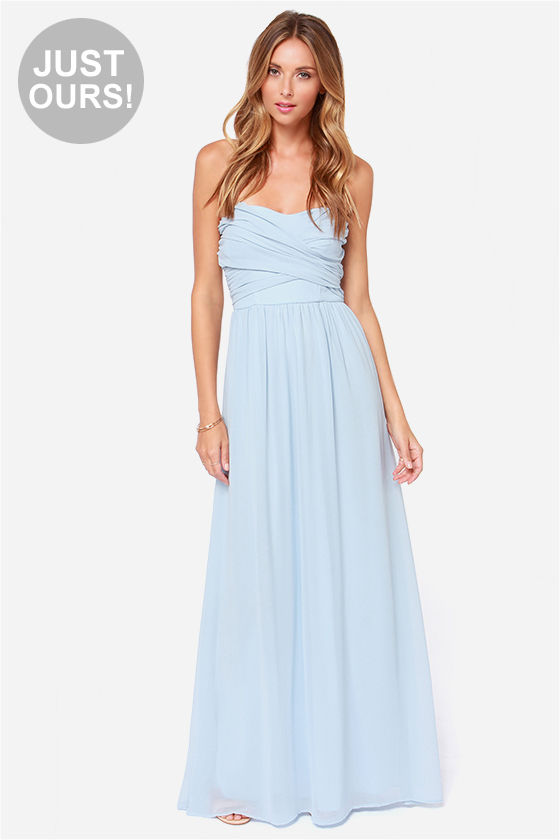 LULUS Exclusive Royal Engagement Strapless Light Blue Maxi Dress 2