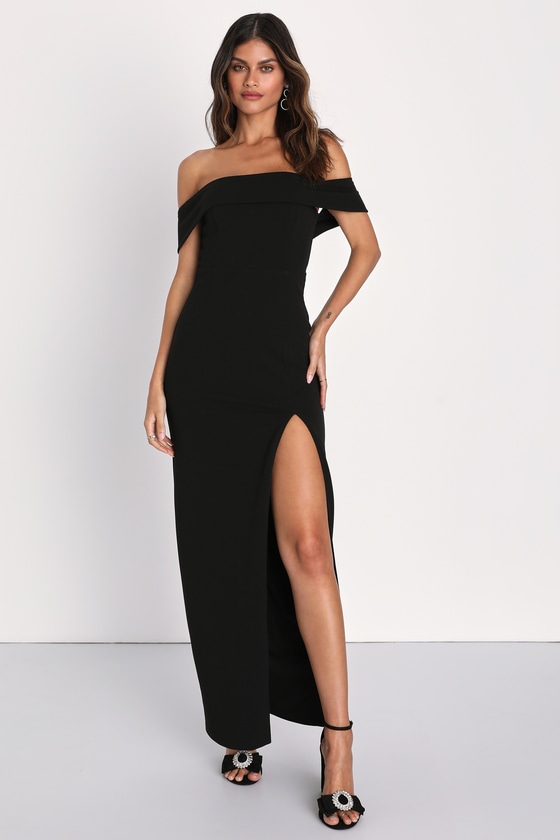 Black Maxi Dress - Off-The-Shoulder Dress - Short Sleeve Dress - Lulus