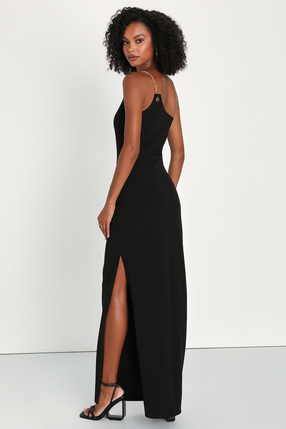 Black Maxi Dress Chain Strap Dress OneShoulder Maxi Dress Lulus