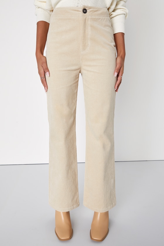 Beige Corduroy Pants - High Waisted Cords - Straight Leg Beige Corduroy Pants - High Waisted Cords - Straight Leg
