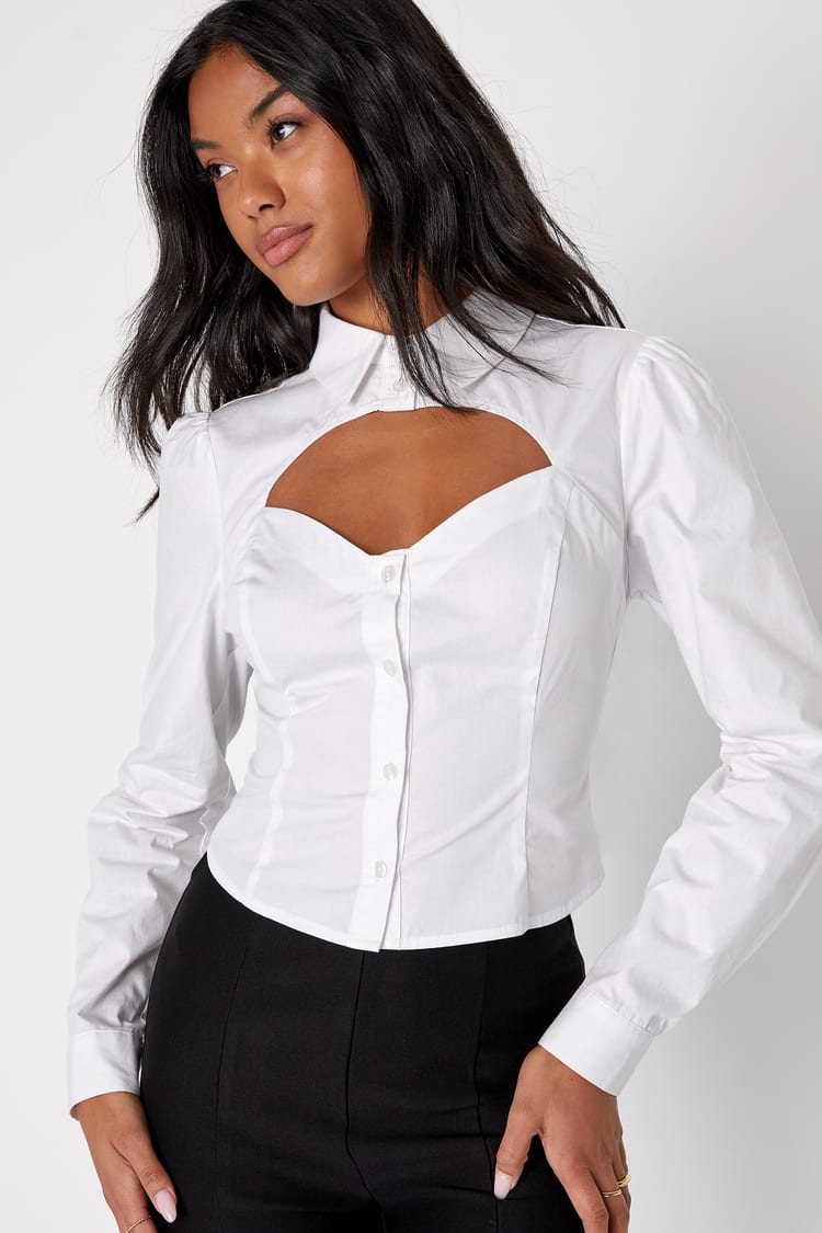 cut up dress shirt Floral Cutout Button-Down Shirt | The Korean Fashion