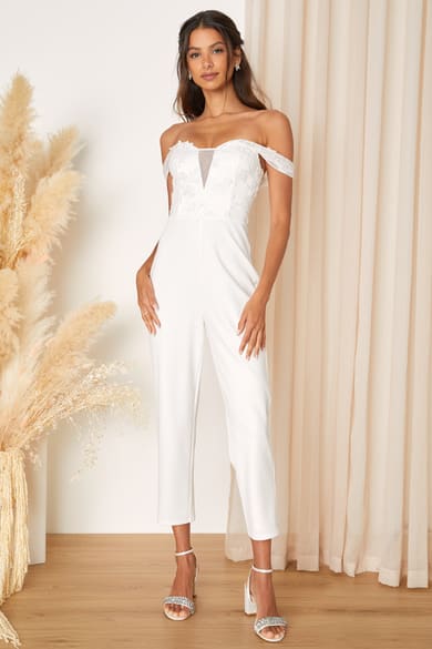 White Formal Jumpsuit Womens Bridal White Jumpsuit Women Onepiece for  Wedding Reception Birthday Outfit Sleeveless Jumpsuit With Corset 