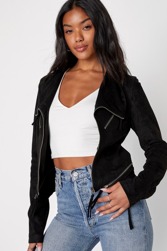 Ready For Anything Black Suede Moto Jacket