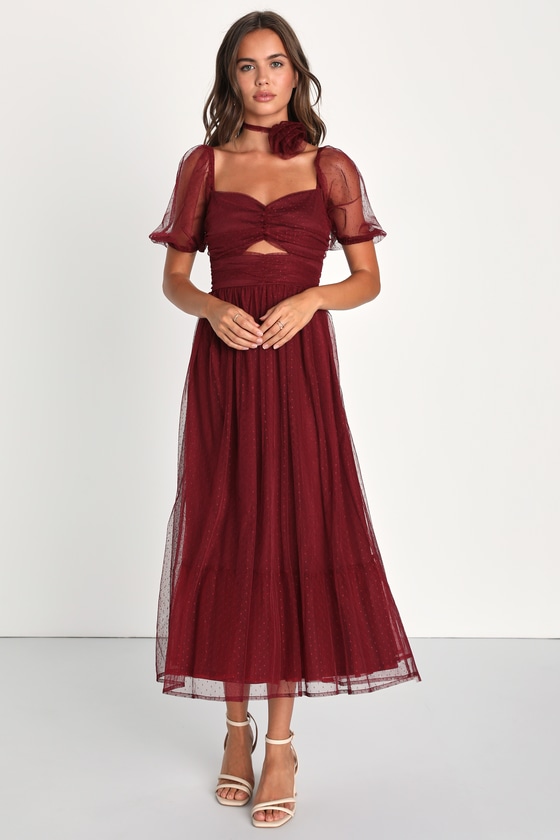 Burgundy sales choker dress