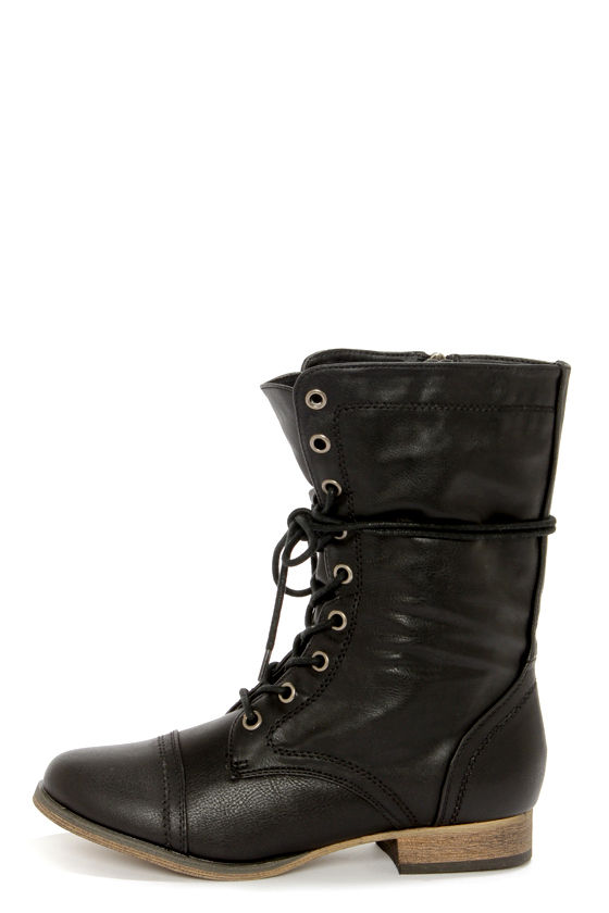 Georgia 72 Black Lace-Up Combat Boots - $41.00 - Lulus