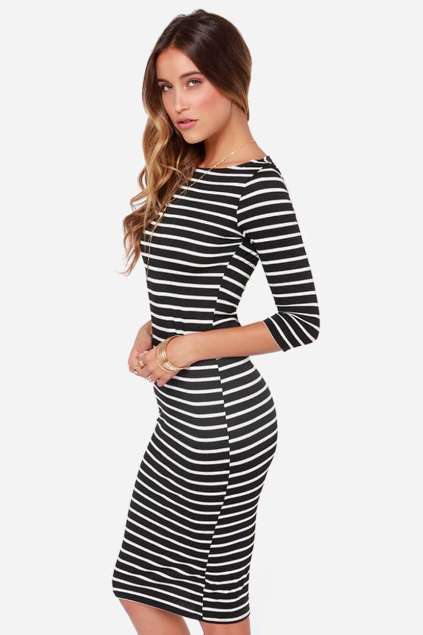 black red and white dress Wyanne Black & White Linen Striped Strapless Midi Dress XL / US 10-12 main image 0