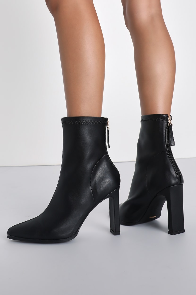 black block heel pointed boots