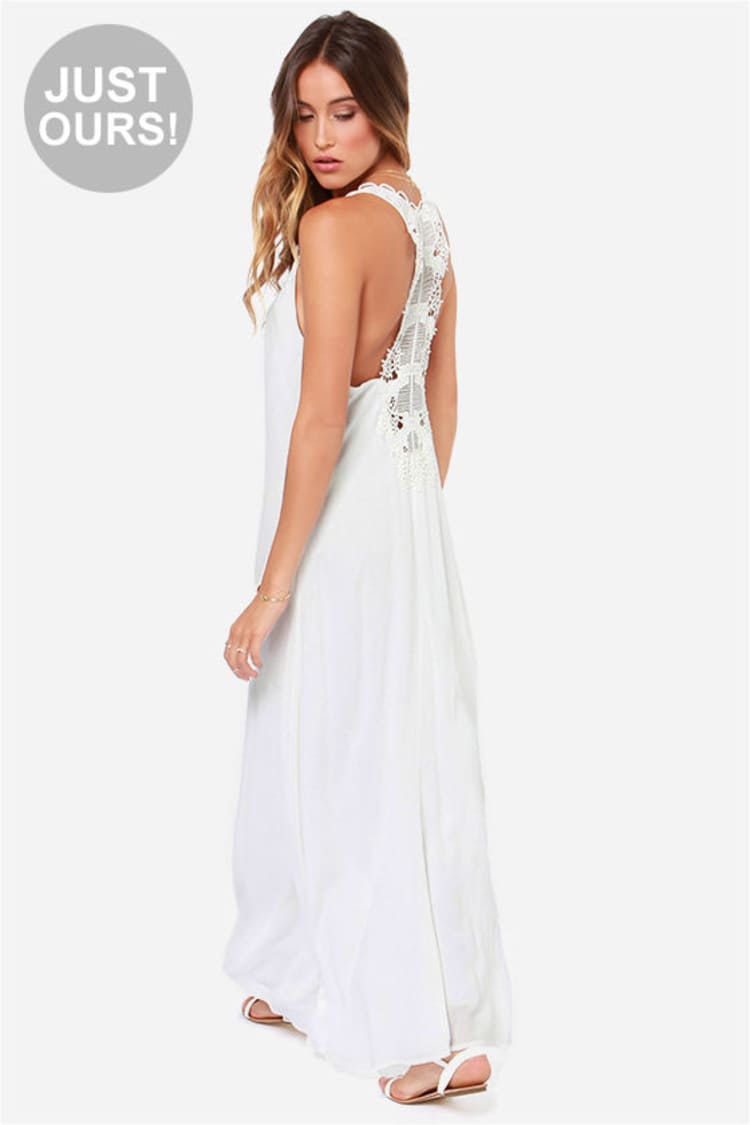 Pretty Ivory Dress - Maxi Dres - Lace Dress - Racerback Dress - $56.00 -  Lulus