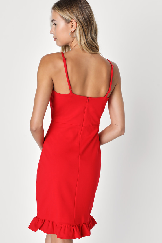 Spoonful of Sass Red Ruffled Bodycon Mini Dress