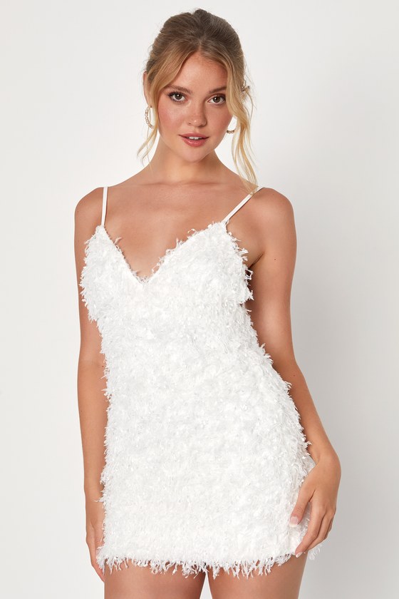 Lulus Fun Fixation White Textured Backless Mini Bodycon Dress