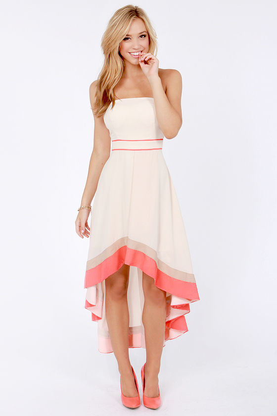 cream strapless dress