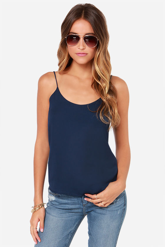 Lucy Love Go To Tank Navy Blue Top Tank Top 28.00 Lulus