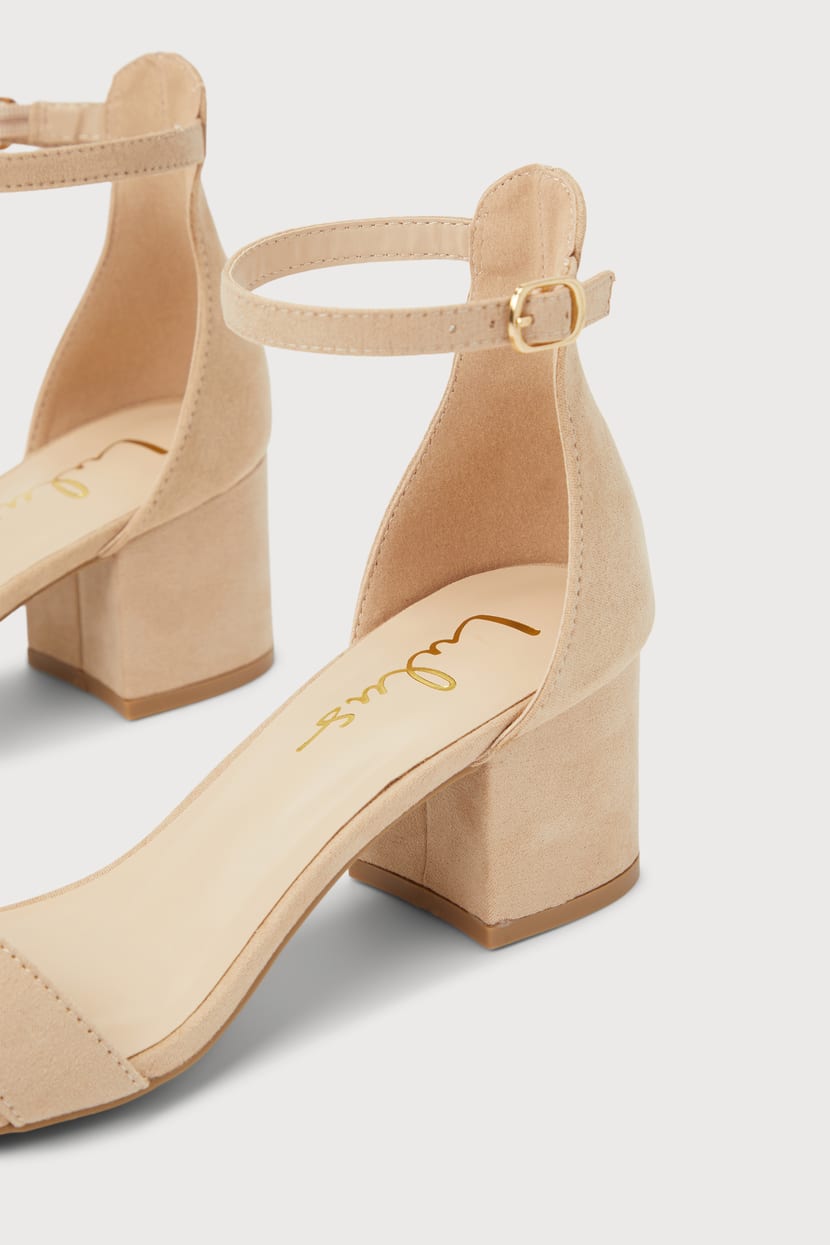 Harper Natural Suede Ankle Strap Heels